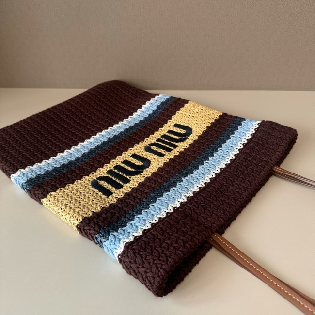 miumiu Raffia effect woven tote bag 5BG248-5