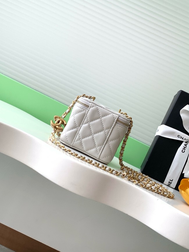 CHANEL Lambskin Small Vanity with Chain AP3941 Light Grey