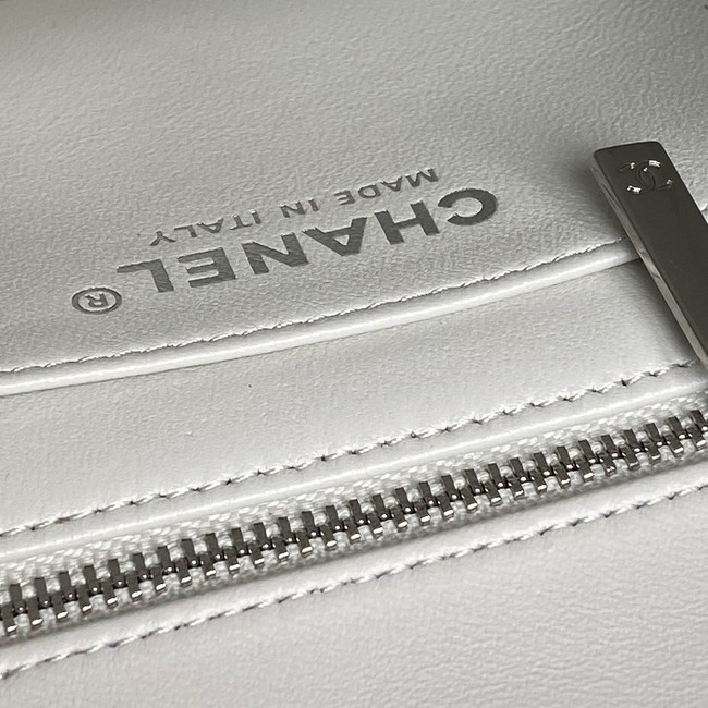 CHANEL Mini Flap Bag AS5758 white Silver Metal
