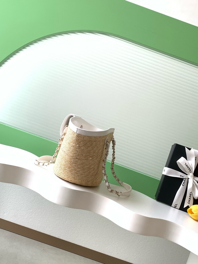 CHANEL Small Tote AS5951 Beige & white