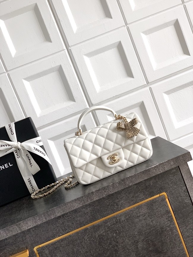 CHANEL Mini Flap Bag with Top Handle AP2431 white